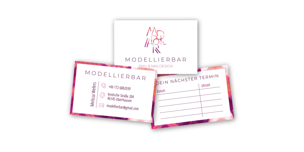 Werbeagentur Muelheim Oberhausen Grafikdesign modellierbar visitenkarten terminkarten