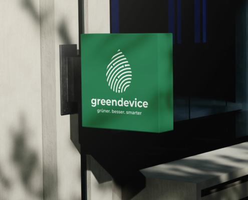 Logodesign - greendevice - Schild