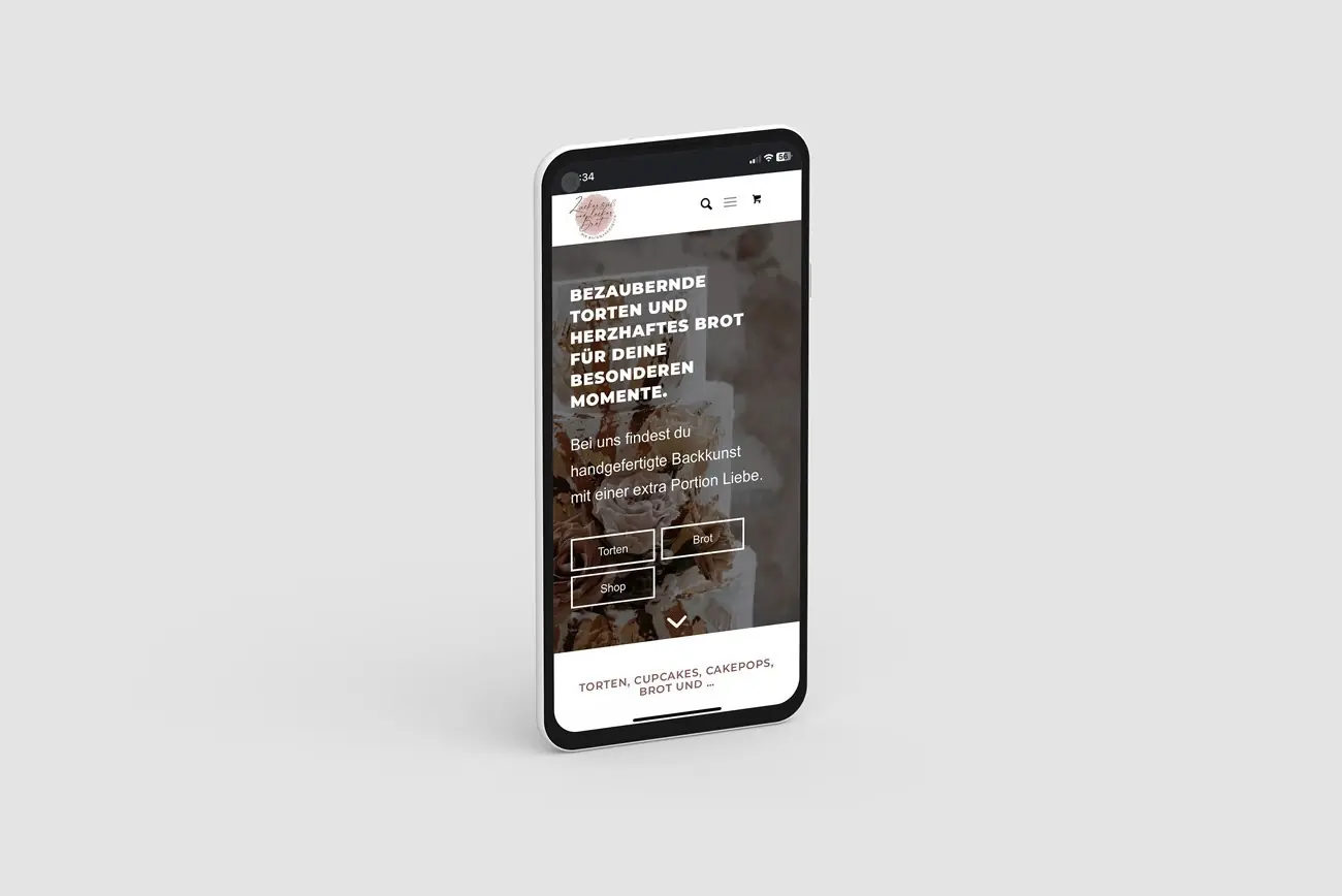 Webdesign für Zuckersüß und lecker Brot - iPhone Ansicht
