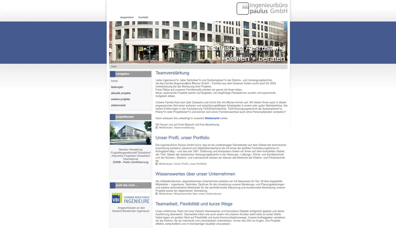 Ell Webdesign website Landingpage Ingenieursbuero paulus alt